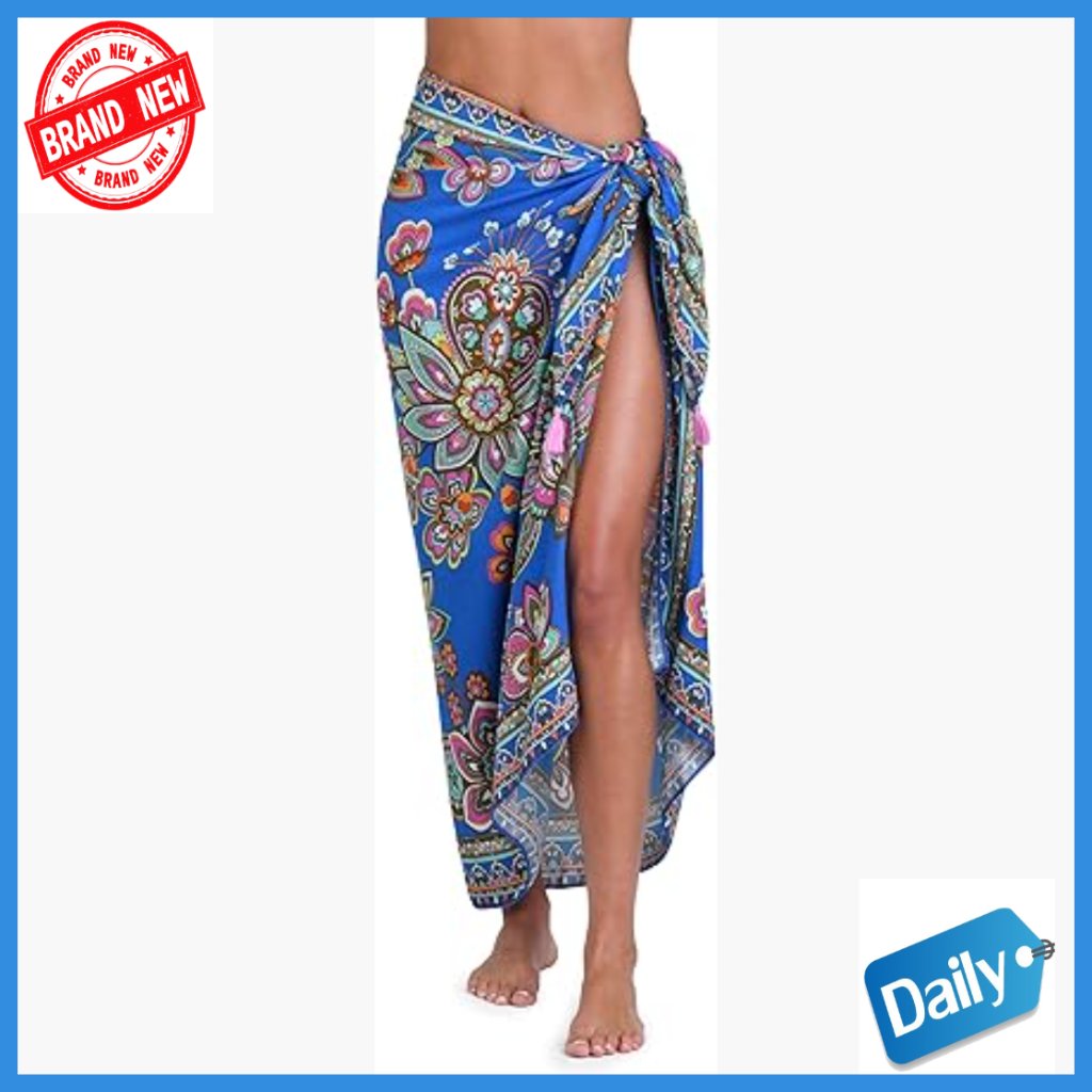 One Size Rayon Swimsuit Cover Up Pareo Wrap Adjustable Tie